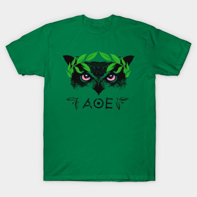 Athena's Owl II - Green Laurel Variant T-Shirt by mellamomateo